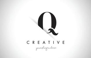 q letter logo-ontwerp met creatieve papiersnit vector