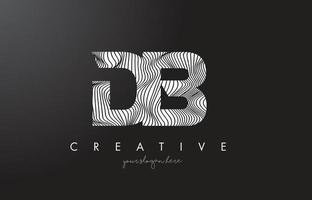 DB DB brief logo met zebra lijnen textuur ontwerp vector. vector