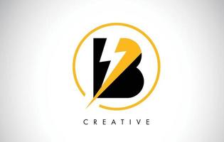 b letter logo-ontwerp met bliksemschicht. elektrische bout letter logo vector