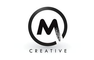 m borstel letter logo ontwerp. creatieve geborstelde letters pictogram logo. vector