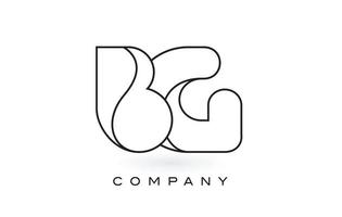 bg monogram letter logo met dunne zwarte monogram omtrek contour. moderne trendy brief ontwerp vector. vector