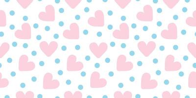 polka liefde roze naadloze patroon blauwe stippen met witte achtergrond vector