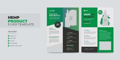 hennep of cbd product verkoop flyer sjabloon. cannabis sativa product verkoop of promotie flyer ontwerp. cbd folder poster sjabloon vector