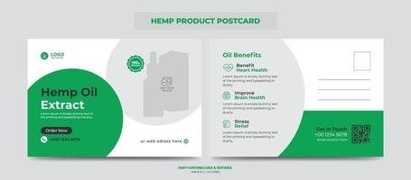 hennep of cbd product ansichtkaart. cannabis sativa product verkoop of promotie briefkaart ontwerpsjabloon vector