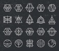 vector set abstracte lineaire hipster logo's. geometrische pictogrammen, identiteit, postzegels, tekens