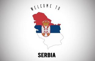 Servië welkom bij tekst en landvlag binnen het vectorontwerp van de landgrenskaart. vector
