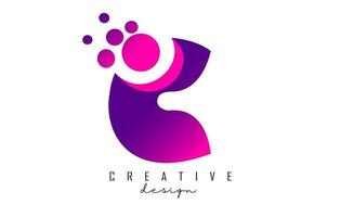 c stippen brief logo met paars roze bubbels vectorillustratie. vector