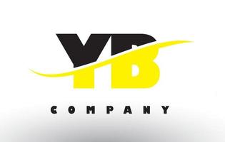 yb yb zwart en geel letterlogo met swoosh. vector