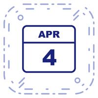 4 april Datum op een eendaagse kalender vector