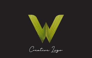 w letter logo met palmboom blad patroon ontwerp. vector