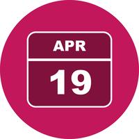 19 april Datum op een eendaagse kalender vector