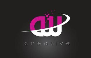 cw cw creatief brievenontwerp met witroze kleuren vector