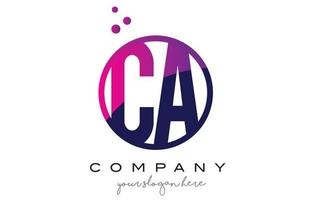 ca ca cirkel letter logo-ontwerp met paarse stippen bubbels vector