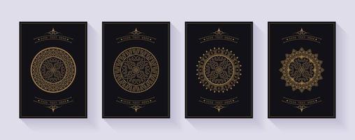 vintage mandala-wenskaart met ornamentpatroonontwerp vector