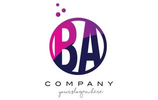 ba ba cirkel letter logo-ontwerp met paarse stippen bubbels vector