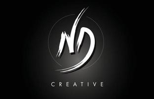 nd nd geborsteld letterlogo-ontwerp met creatieve penseelbeletteringtextuur en zeshoekige vorm vector