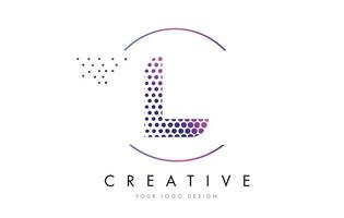 l roze magenta gestippelde zeepbel brief logo ontwerp vector