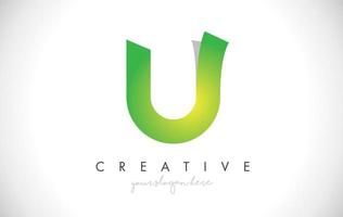 u letter ontwerp icoon met papier gesneden ontwerp vector logo afbeelding