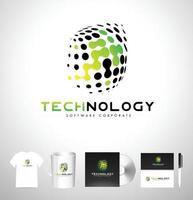 technologie logo stippen. tech logo pictogram vector