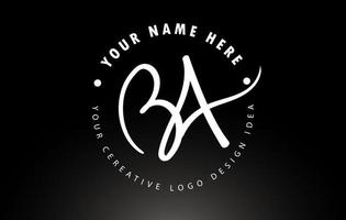 ba handgeschreven brieven logo-ontwerp met cirkelvormig letterpatroon. creatief handgeschreven handtekening logo icoon vector