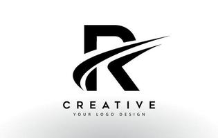 creatieve r brief logo ontwerp met swoosh pictogram vector. vector