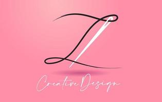 z letter logo met naald en draad creatief ontwerp concept vector