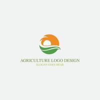 vector logo-ontwerp voor landbouw, agronomie, tarweboerderij, landbouwveld op het platteland, natuurlijke oogst