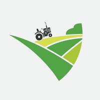 vector logo-ontwerp voor landbouw, agronomie, tarweboerderij, landbouwveld op het platteland, natuurlijke oogst