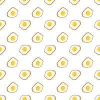 naadloos patroon met gebakken eieren met gele dooier. afdrukken van ontbijt eten. platte vectorillustratie vector