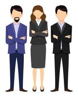 zakenman en vrouw worden geconfronteerd met minder karakterset team dat samen staat en geïsoleerd poseert vector