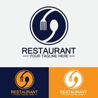 restaurant logo met lepel en vork icoon, menu ontwerp eten drinken concept voor café restaurant vector