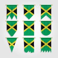 jamaica vlag in verschillende vormen, vlag van jamaica in verschillende vormen vector