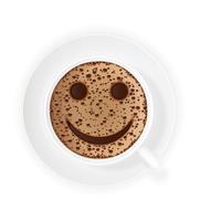 kopje koffie crema en smiley symbool vectorillustratie