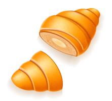 knapperige croissant met de gebroken crÃ¨me of gecondenseerde melk vulling vectorillustratie vector