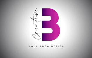 creatief letter b-logo met paars verloop en creatieve lettersnede. vector