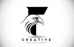 letter f eagle-logo met creatieve eagle hoofd vectorillustratie. vector