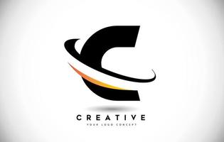 letter c swoosh-logo met creatieve gebogen swoosh-pictogramvector. vector
