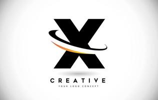 letter x swoosh-logo met creatieve gebogen swoosh-pictogramvector. vector