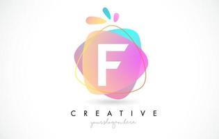 f letter logo-ontwerp met levendige kleurrijke splash afgeronde vormen. roze en blauw oranje abstract ontwerp brief pictogram vector. vector