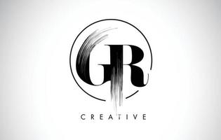 gr penseelstreek letter logo ontwerp. zwarte verf logo letters pictogram. vector