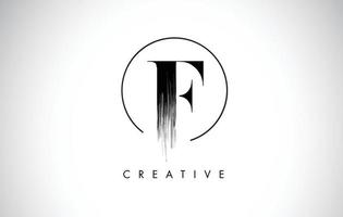 f penseelstreek letter logo ontwerp. zwarte verf logo letters pictogram. vector
