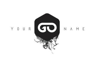 ga letter logo-ontwerp met zwarte inktverspilling vector