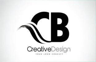 cb cb creatieve borstel zwarte letters ontwerp met swoosh vector