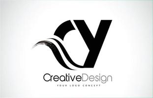 cy cy creatieve borstel zwarte letters ontwerpen met swoosh vector