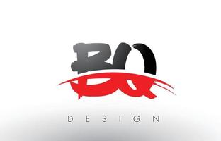 bq bq brush logo letters met rode en zwarte swoosh brush voorkant vector