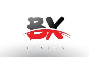 bx bx brush logo letters met rode en zwarte swoosh brush voorkant vector