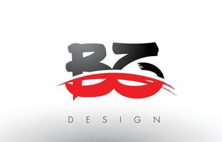 bz bz brush logo letters met rode en zwarte swoosh brush voorkant vector