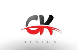 ck ck brush logo letters met rode en zwarte swoosh brush voorkant vector