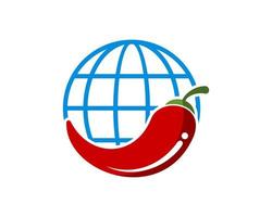 abstracte wereldbol met rode chili erin vector