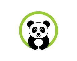 groene cirkelvorm met schattige panda erin vector